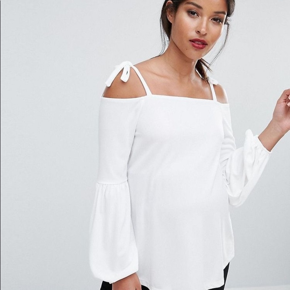 ASOS white off the shoulder maternity top